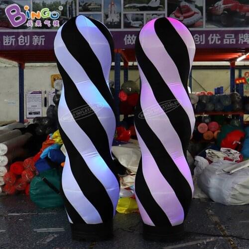 Customized 2.4 Meters Height Inflatable Lights Spiral Column for Club Bar Decoration Toys BG-A0423-3