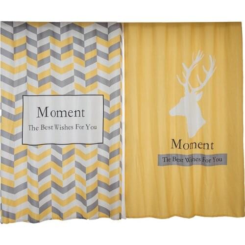 2x Window Drapery Nursery Kids Children Room Curtain Window Dressing Tulle Covering Pull Pleated Grommet Hook Reindeer Yellow