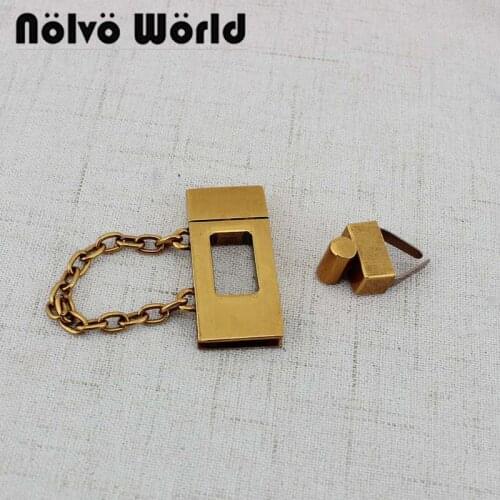 5-20 pieces 41*19mm twist turn lock with chain ornament for handbag purse bag locks