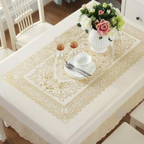 Rectangular pvc tablecloth bronzing household tablecloth European classical square tablecloth
