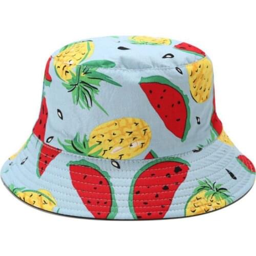 Outdoor Sport Fisherman Caps Hiking Sunshade Hat Women Tropical Printed Fruit Pattern Female Summer Basin Cap Sun Hats C S