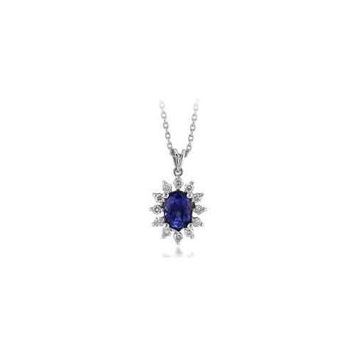 Symbol Gold 1.46 Carat Diamond Sapphire Necklace Fashion Jewelry Stylish Brilliant Eye-catching Pendant For Women