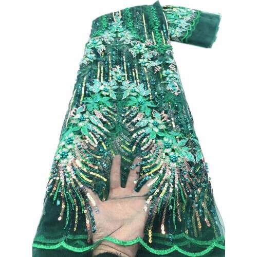 High Quality Lace Fabric Beaded Sequin Embroidery Sewing Supplies Design DIY Party Dress Fashion Skirt Mesh 5 Yards Wholesale