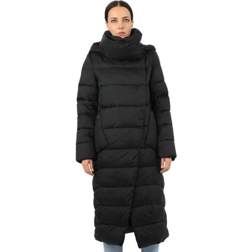 Womens Jacket Long Down Parkas Outwear With Hood Quilted Coat Female Office Lady Warm Quality Cotton Clothes Windbreak 19-157