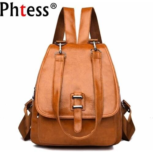 2019 Women Multifunction Backpacks For Girls Sac A Dos School Bags For Girls Vintage Leather Backpacks Female Mochilas Rucksacks