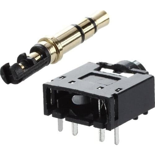 10Pcs 3.5Mm Male Plug 3 Pole Soldering Earphone Headphone Audio Jack Gold Tone & 10Pcs Dip Pcb Mount 5 Pins 3.5Mm Socket Headpho