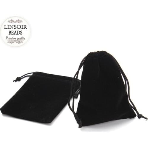 10Pcs 7*9cm/9*12cm Black Velvet Bag Drawstring Pouch Necklace Bracelet Beads Bags Jewelry Packaging Christmas/Wedding Gift Bag