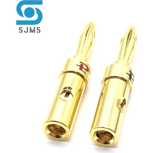 2pcs 4mm Banana Plug HIFI Gold-plated Copper Banana Speaker Plug Adapter Audio Banana Connectors for Speaker Wire Amplifiers