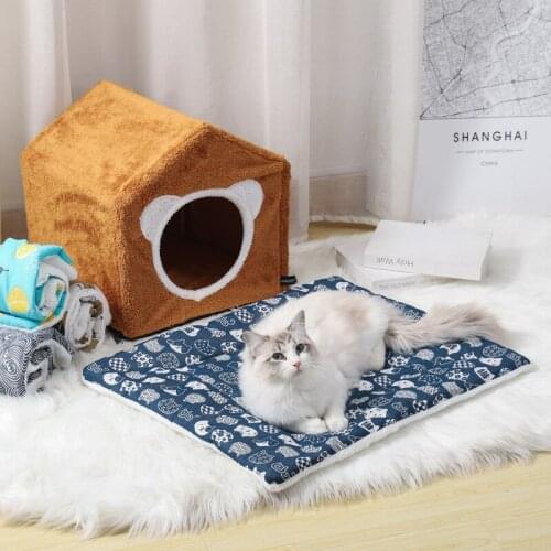 2021 Kennel Four Seasons Cat Bed Dog Mat Thick Pet Kennel Warm Mat Cat Rug Cat Kennel Pets Beds for Small Dog and Cat