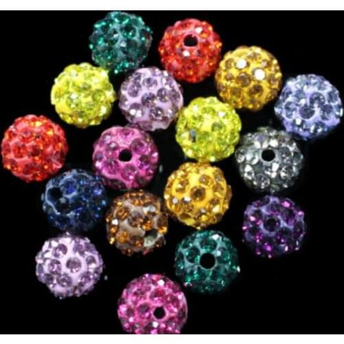 6mm 50pcs/lot mixed whitee06775 multicolor Rhinestone round disco ball pave Beads bracelet diy crystal