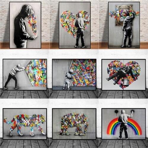 Abstract Love Heart Street Art Graffiti Posters Prints Wall Canvas Painting Art Printing Pictures For Living Room Decor Cuadros
