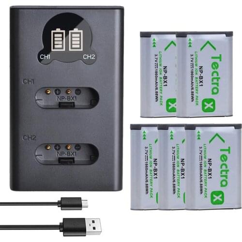 1860mAh 5PCS NPBX1 NP-BX1 Battery+LED USB Charger for Sony HX300 HX400 HX50 HX60 GWP88 AS15 DSC RX1 RX100 AS100V M2 BX1 Battery