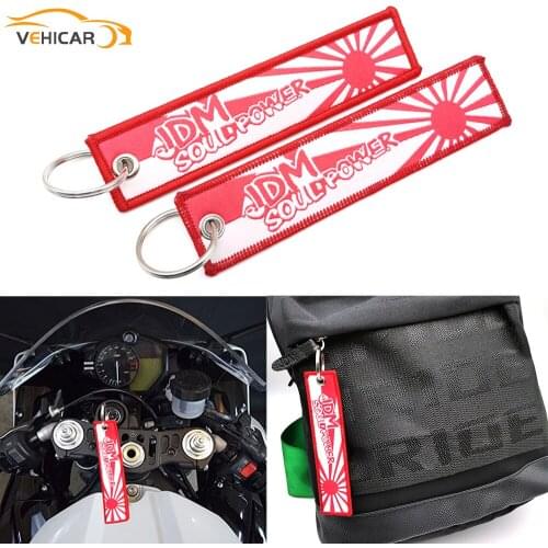 VEHICAR Auto Keychain Keyring JDM POWERE Style Mbroidered Cloth buckle Car Styling Accessories Universal Lanyard