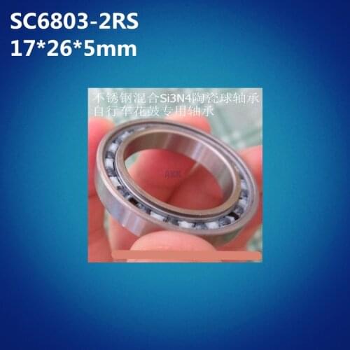 Free shipping 1pcs S6803-2RS (17*26*5mm) 6803 2RS 61803 Hybrid ceramic stainless steel deep groove ball bearing for bike&fishing