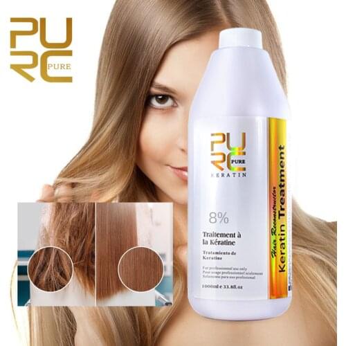 PURC Brazilian keratin straightening hair 1000ml 8% keratin treatment and 300ml purifying shampoo hair care and straighten hair