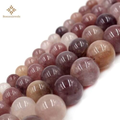 New Natural Round Red Purple Berry Quartz 4 6 8 10 12mm Jewelry Findings Beads Strand 15inch For Women Gift