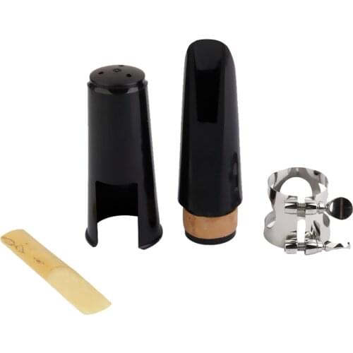 Black Clarinet Clarionet Mouthpiece Kit with Metal Ligature Buckle Reed