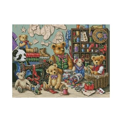 COTTON Free Delivery Top Quality Lovely Counted Cross Stitch Kit Buttons and Bears Bear Family dim 35151