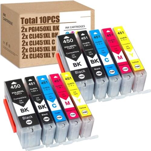 10PCS PGI450XL Ink Cartridge CLI451 for PIXMA MX924 MX724 MG5440 MG5540 MG5640 MG6340 MG6440 MG6640 MG7140 iP7240 MG7540 iP8740