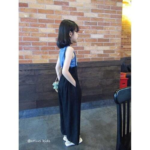 Girls Set A New High-waisted Ice Silk Wide-legged Trousers Sling Jumpsuit Vest Gas Two-piece Set Girls Clothing Set