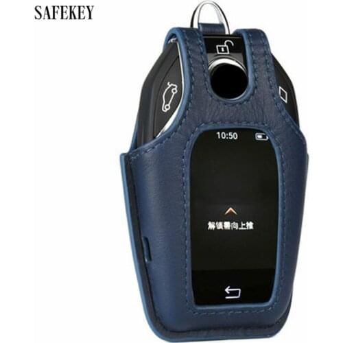 Leather car key case cover for BMW car 2017 2018 7 Series Display Key bag for BMW 740li 750li key case touch screen key case