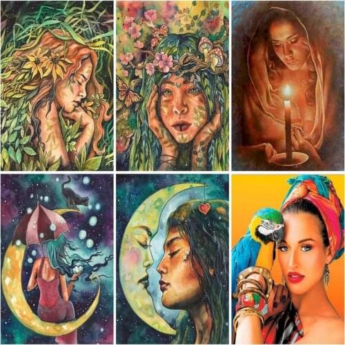 Paint By Numbers Woman Drawing On Canvas DIY Pictures By Number Flower Animal Kits Handpainted Home Decor Gift