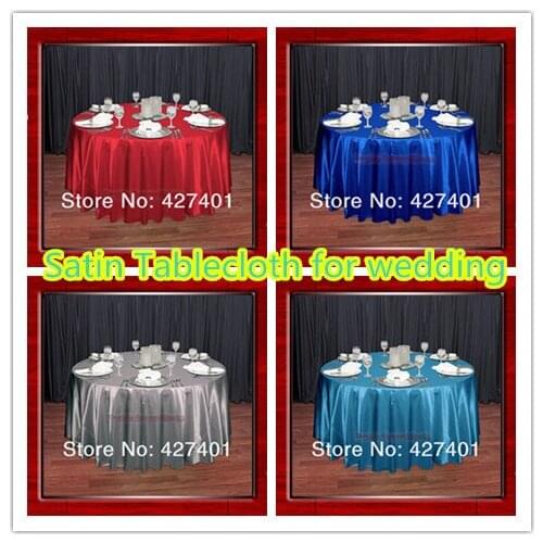 Round Shaped Poly Satin Table Cloth /Banquet Tablecloths/Table Linen/ For Wedding Party Decorating
