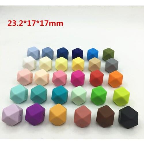 Hot ! ! ! Hexagon Silicone Beads 100 pieces 15 Colors siliconeTeething Beads,BPA silicone loose beads for teether necklace