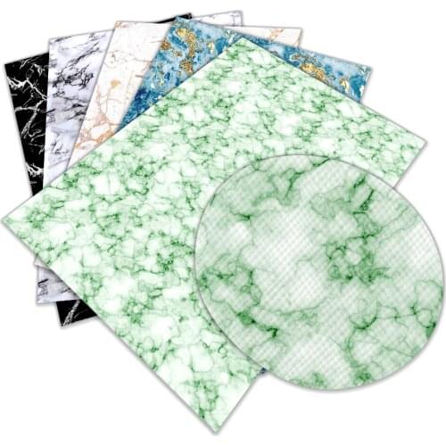 Marble Printed Faux Leather Sheets Synthetic Leather Fabric Vinyl for Clothes Making Bowknot Handmade Accessories 22X30cm