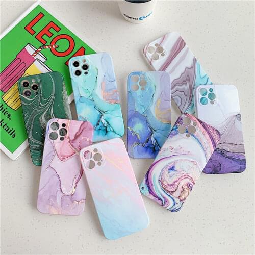Matte Gradient Marble Texture Phone Case For iPhone 12 Pro 11 Pro Max X XR XS Max 7 8 Plus 12Mini 12 11 Soft Silicone Back Cover