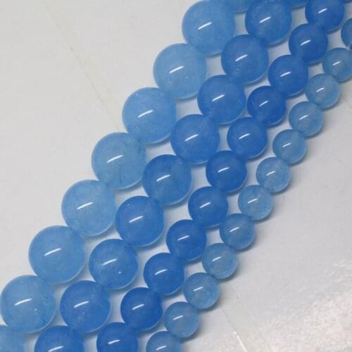 Mini.order is $7! 4-14mm Skyblue Jades Round DIY Jewelry Making Necklace Loose Beads 15"