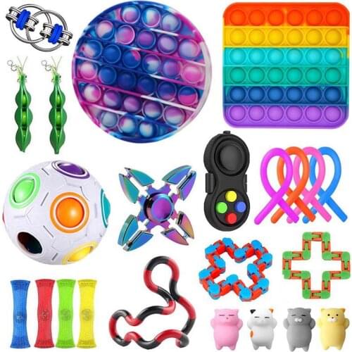 Sensory Fidget Toys Set-Anti Stress and Anxiety Fidget Toys for Children and Adults Push Pop Bubble Fidget Sensory Toy