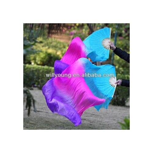 New Arrivall 1pair (left+right) 100% Pure Silk Fan Veils 1.8m long belly dancing Veil Fans wholesale