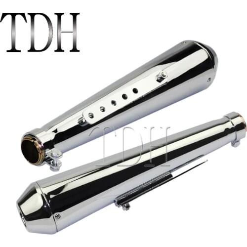 One Pair Universal Motorcycles Chrome Exhaust Muffler Pipe Fit For Harley Bobber Chopper Cafe Racer Racing