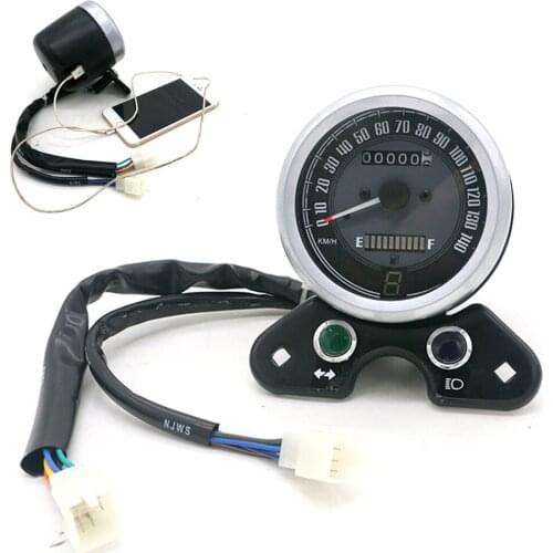Motorcycle Odometer Speedometer LCD Digital Gauge W/ Light USB Charger Interface For Honda CG125 Cafe Racer
