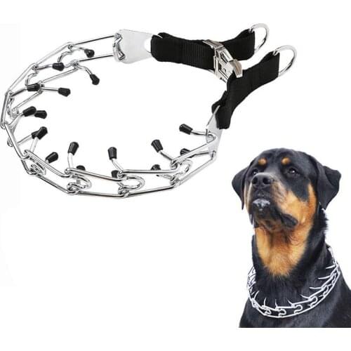 Dog Prong Training Collar, Metal Choke Pinch Dog Collar with Comfort Tips
