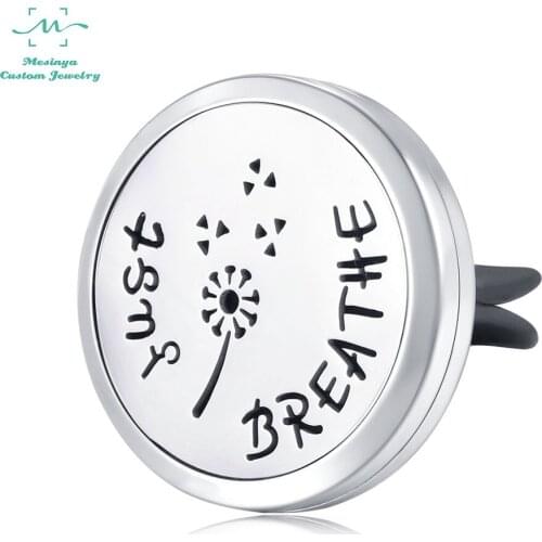 Mesinya Just Breathe (30mm)Air Freshener Magnet Diffuser 316L S.Steel Aromatherapy vent clip Essential Oil Car Diffuser