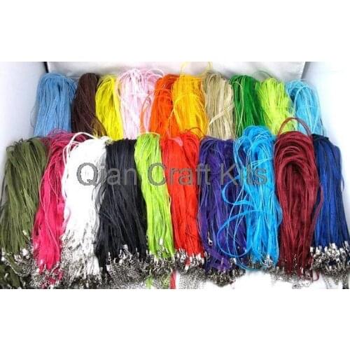100pcs mixed colors Organza Ribbon Cord Necklace with lobster clasp adjustable finished 18"