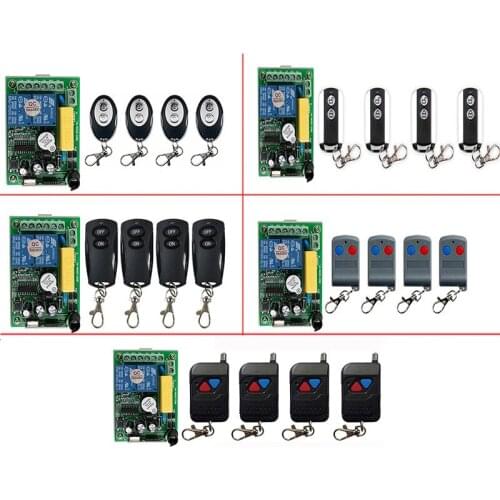 AC 220V 2CH 2CH Remote Control Light Switch Relay Output Radio Receiver Module and black Transmitte Garage Doors, Electric Doors