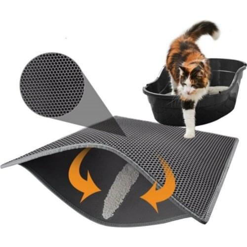 Pet Cat Litter Mat Waterproof EVA Double Layer Cat Litter Trapping Pet Litter Box Mat Clean Pad Products For Cats Accessories