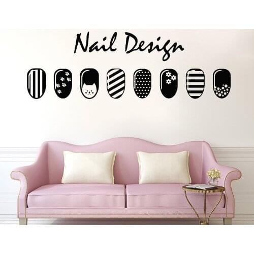 Nails Salon Poster Vinyl Wall Decal Beauty Nail Design Patter Manicure Fashion Stickers Wall Decoration Wallpaper A359