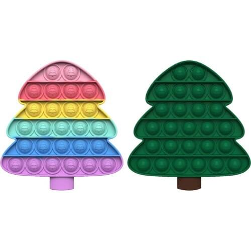Push Bubble Sensory Toys Rainbow Christmas Tree Reliver Stress Squeeze Silicone Push Bubble Fidget Toys Sensory Toy