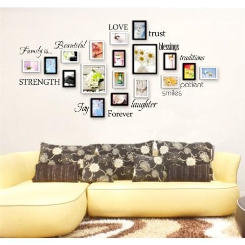 Family Quotes Wall Sticker For Photo 12 words love blessing smile Joy Forever Vinyl Wall Decal Picture Home wall Art Decoration