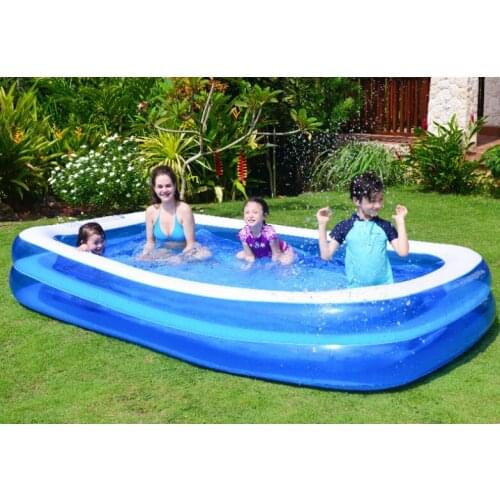 Family swimming pool outdoor garden inflatable childrens play pool in summer
