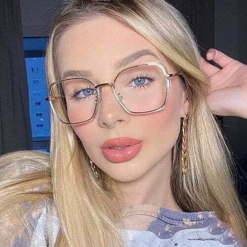 SHAUNA Retro Square Women Optical Eyeglasses Frame Fashion Clear Anti Blue Light Spring Hinge Men Glasses Frame Computer Glasses