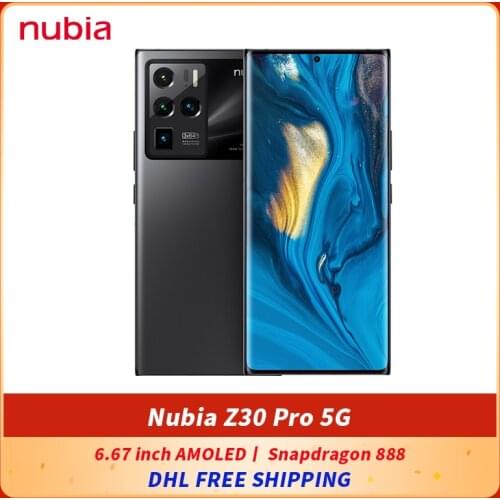 DHL Free Original ZTE Nubia Z30 Pro 5G SmartPhone 6.67 inch AMOLED 144Hz Flexible Curved Screen Snapdragon 888 64MP Quad Camera