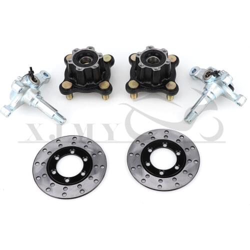 1SET Steering Strut Knuckle Spindles with 100mm M14*4 STUD Brake Caliper 130mm Disc wheel Hubs Fit For Buggy Go Kart Quad Bike