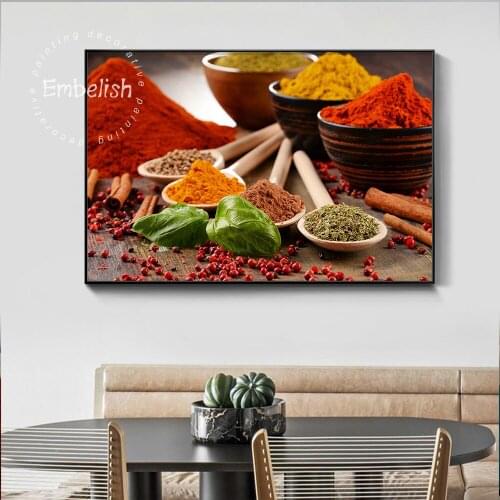 Embelish Various Spices Spoons And Grains Scandinavian Wall Poster For Kitchen Home Decor HD Canvas Painting Living Room Picture
