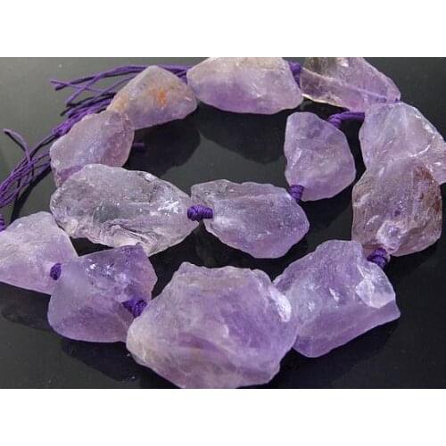 Unique Pearls Jewellery Store Nugget Random Natural Quartz Amethyst Crystal Knotted 16mm-22mm One Full Strand LC3-214