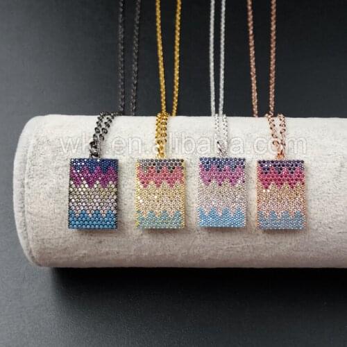 WT-N897 WKT Wholesale 2017 High Quality CZ Micro Pave Pendant Necklace ,colorful wave shape and special design